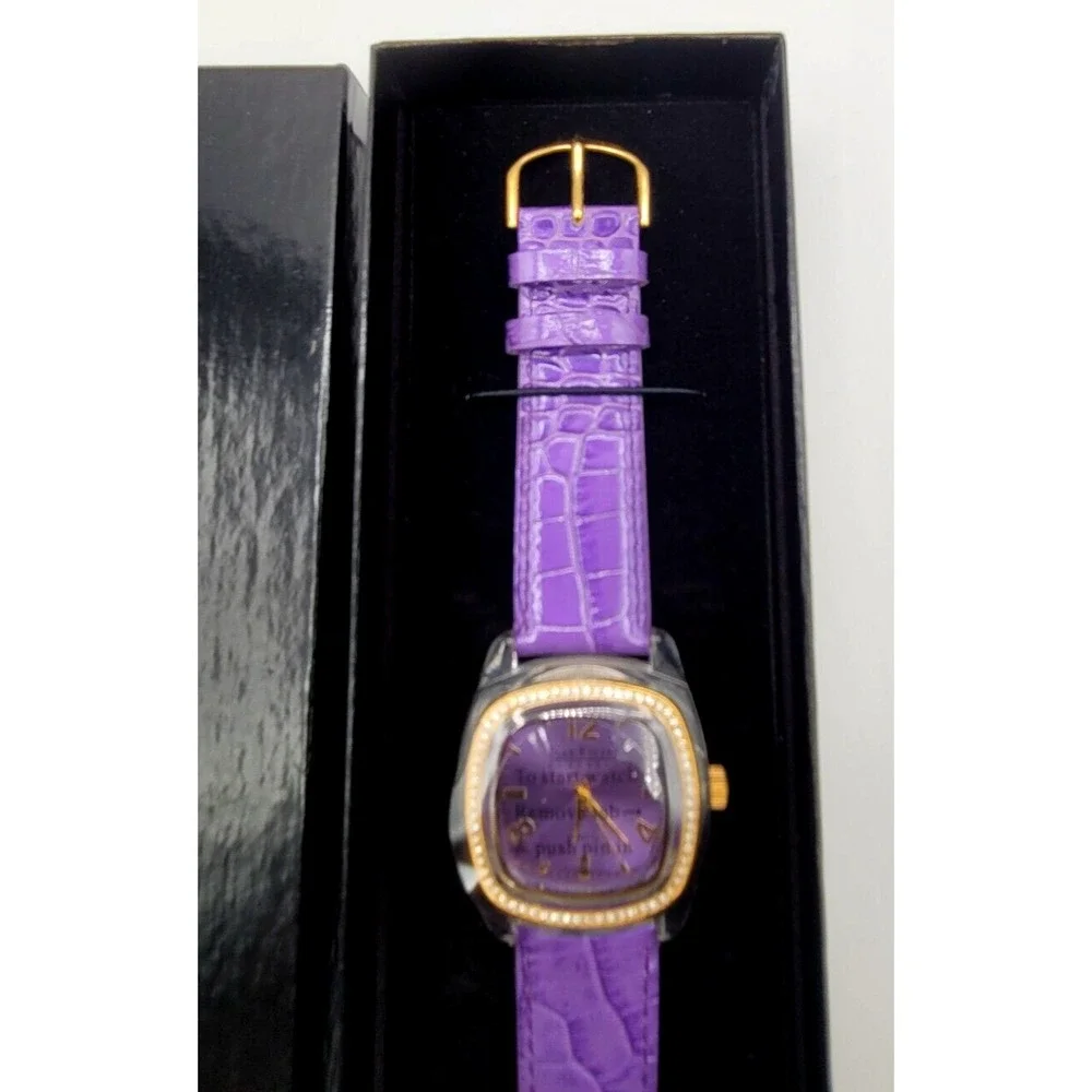 JOAN RIVERS PURPLE  Band‎  WATCH CLEAR CRYSTALS NEW IN QVC BOX
